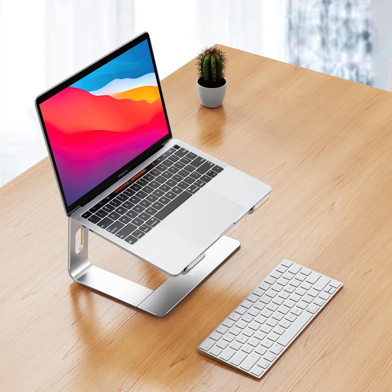 BESIGN LS03 Aluminum Laptop Stand, Ergonomic Detachable Computer Stand, Notebook Riser Compatible with Air, Pro, Dell, HP, Lenovo More 10-15.6" Laptops, Silver