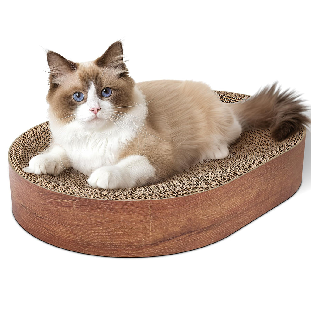 ComSaf Cat Scratching Board - Cat Scratcher Bed for Indoor Cats, Corrugated Cardboard Cat Scratch Pad, Durable Oval Cat Scratcher Bed Bowl for Kitten, Furniture Protector