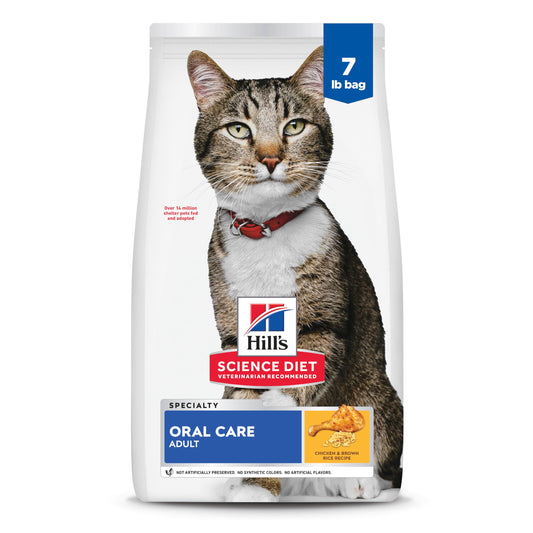 Hill's Science Diet Adult Oral Care Dry Cat Food, Chicken, 7 lb. Bag