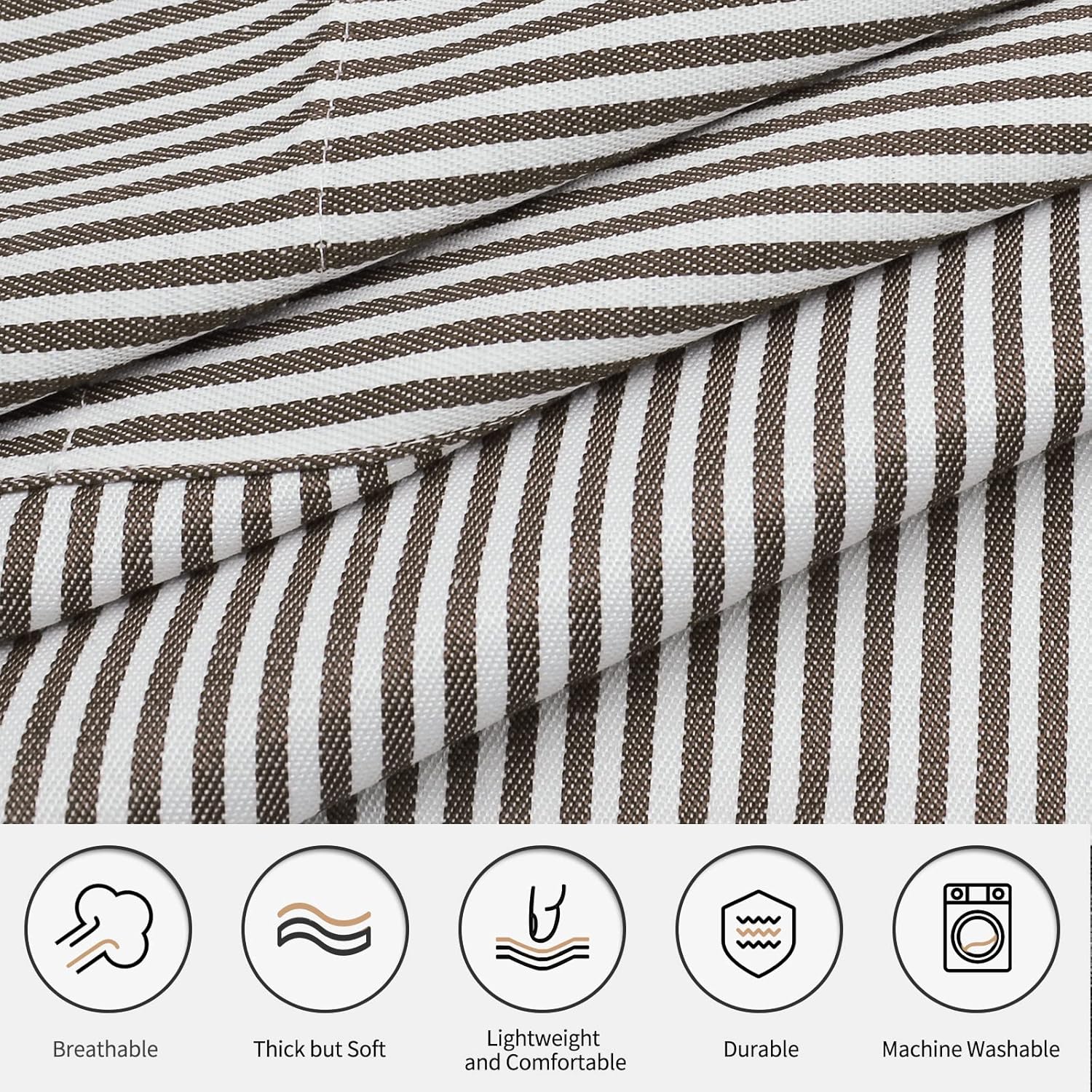 NLUS 2 Pack Kitchen Cooking Aprons, Adjustable Bib Soft Chef Apron with 2 Pockets for Men Women(Black/Brown Stripes)