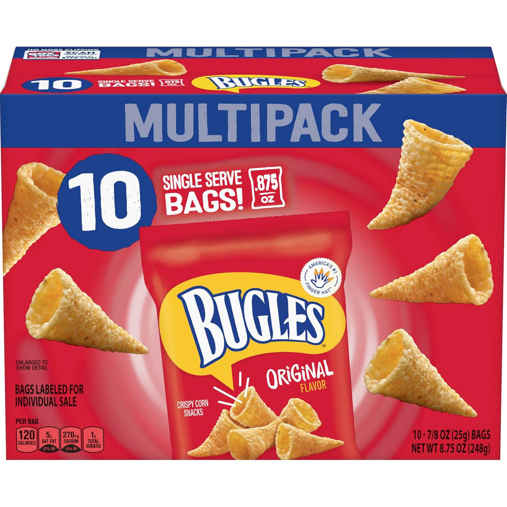 Bugles Original Crispy Corn Snacks, Snack Bags Multipack, 10 Ct, 8.75 oz