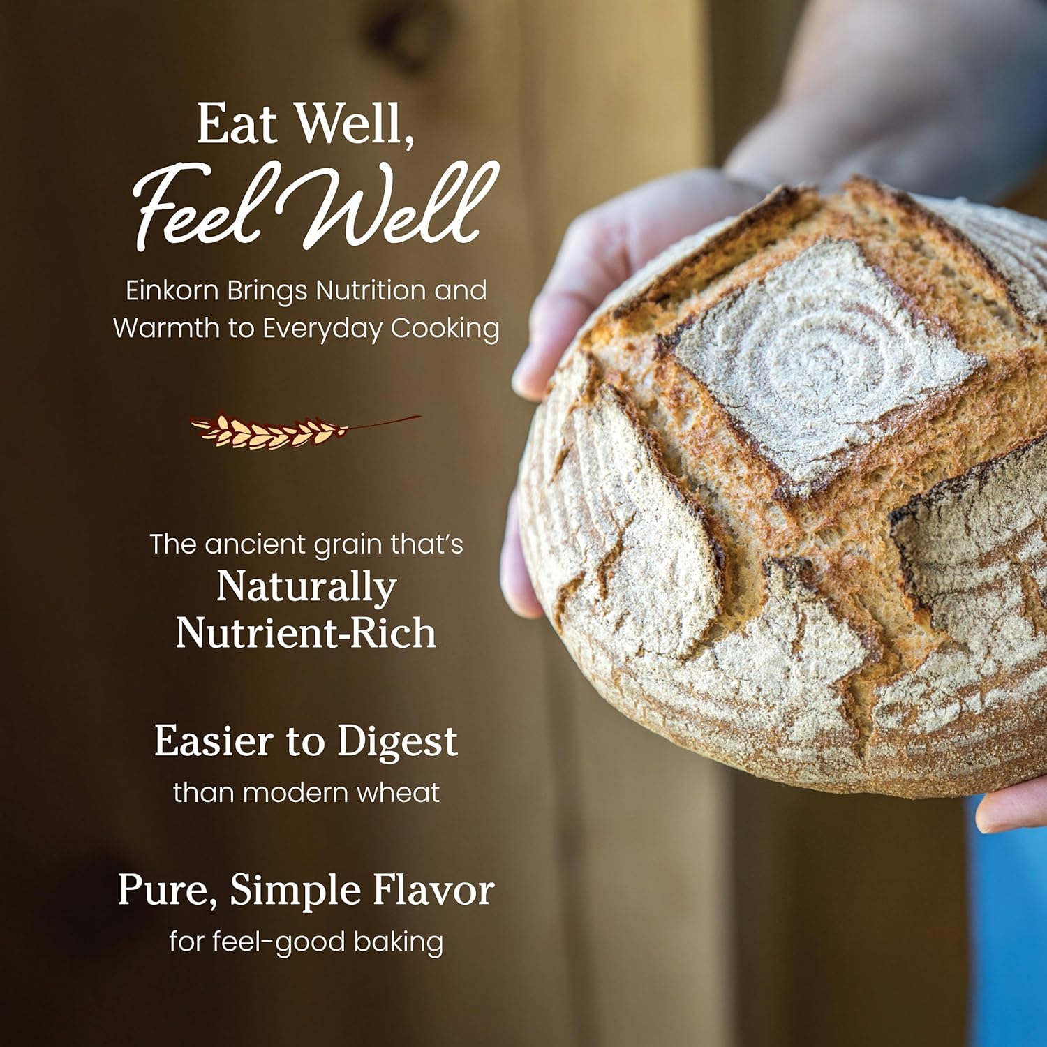 Jovial Organic Einkorn Unbleached All Purpose Flour - Bread Baking Flour for Sourdough, High Protein, Non-GMO, Organic Pizza & Pasta, European Italian, Glyphosate Free - 32 Oz