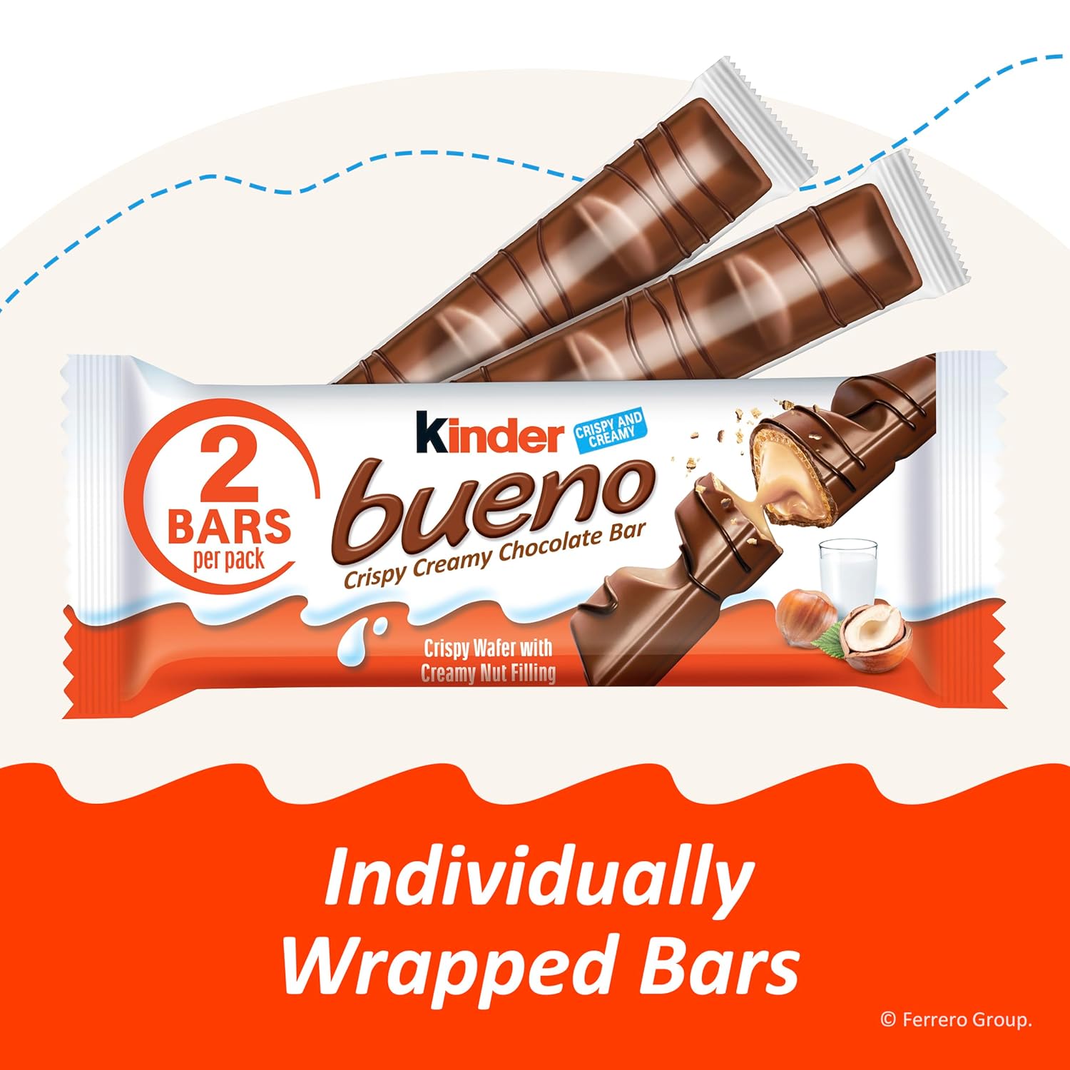 Kinder Bueno Milk Chocolate Bars with Hazelnut Cream, Bulk 20 Pack, Chocolate Candy Bars for Game Day, Football Party Supplies, Snacks for Adults, 4 Per Pack