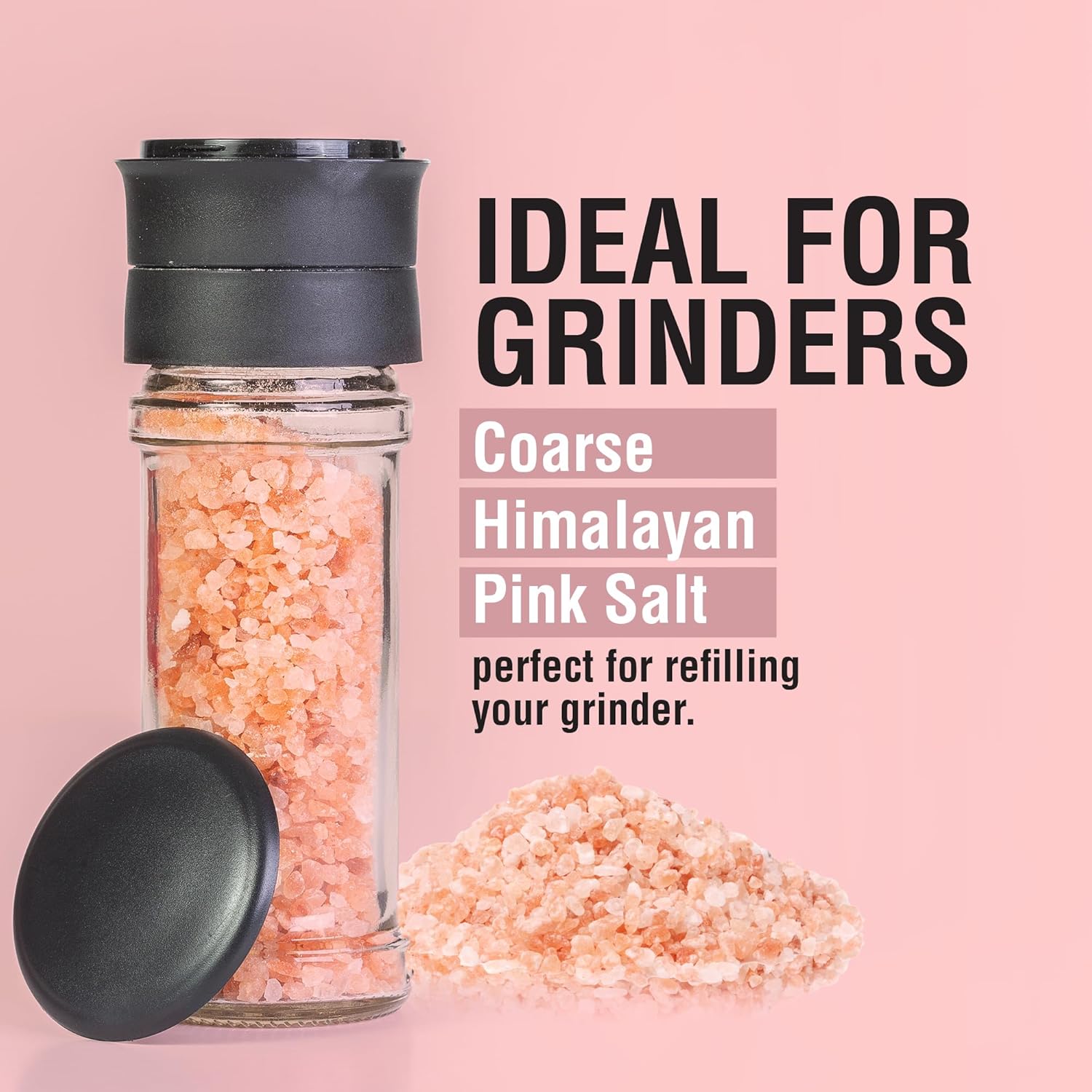 The Spice Lab Pink Himalayan Salt – Coarse Grain, 2.2 lb / 1 Kilo - Himalayan Pink Salt for Grinder Refill – Gourmet Pure Crystal – Kosher & Natural Certified