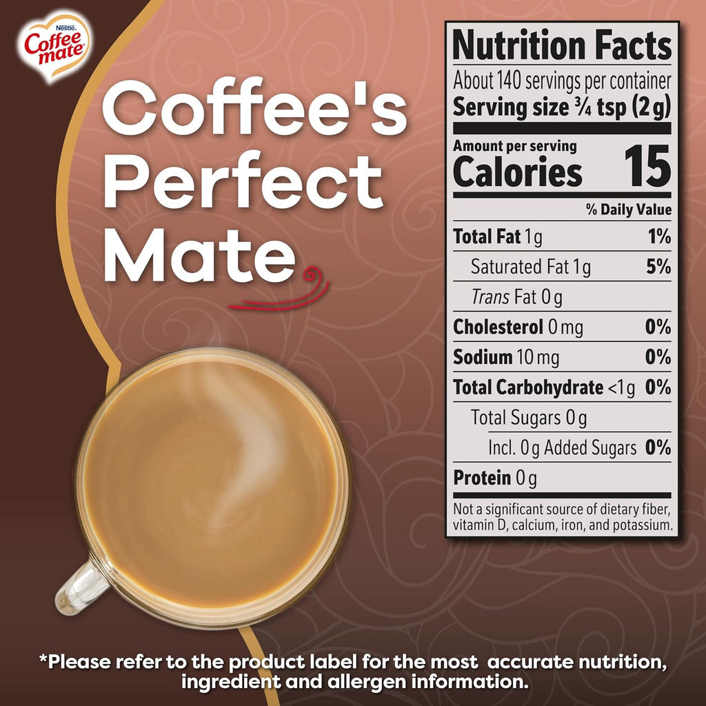Coffee-mate Sugar Free Creamy Chocolate Powdered Coffee Creamer, 10.2 Ounce