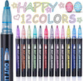 Stocking Stuffers, Outline Glitter Markers, Stocking Stuffers for Teen Girl Gifts Trendy Stuff, 12 Shimmer Markers Outline Pens for Art Supplies for Kids 9-12, Gifts for 4-12 Year Old Girls