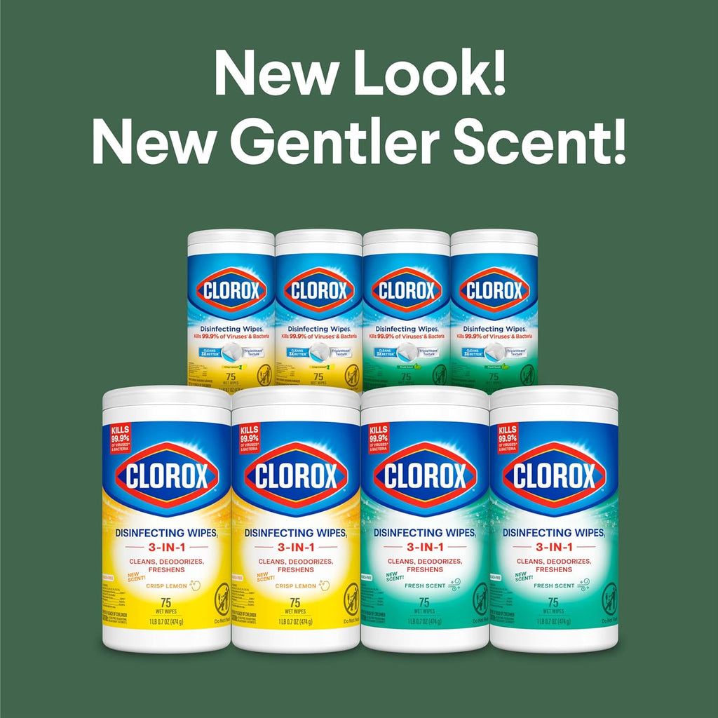 Clorox Disinfecting Cleaning Wipes Variety Pack, 75 Count Each, Pack of 4 (Package May Vary)