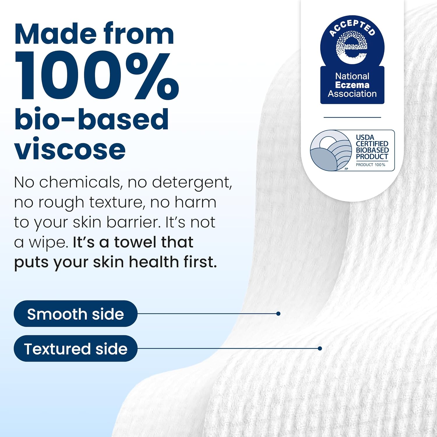 Clean Skin Club Clean Towels XL™, 100% USDA Biobased Face Towel, Disposable Face Towelette, Eczema Association Accepted, Makeup Remover Dry Wipes, Ultra Soft, 100 Ct, 2 Pack