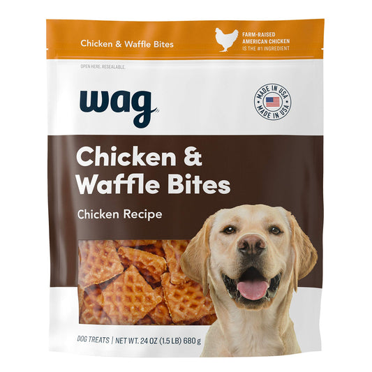 Brand - Wag Dog Treats, Chicken and Waffle Bites, 24 oz Resealable Pack of 1