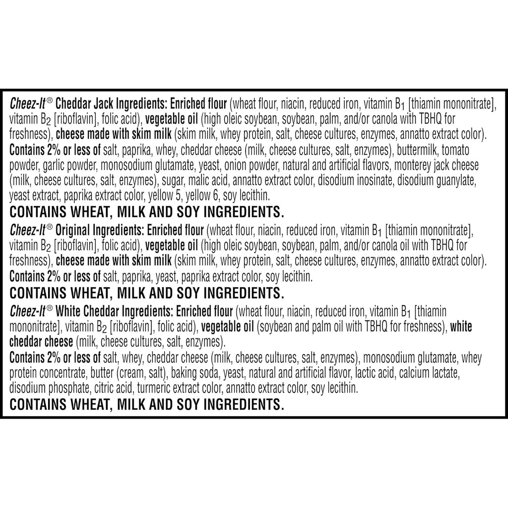 Cheez-It Cheese Crackers, Baked Snack Crackers, Lunch Snacks, Variety Pack, 12.1oz Box (12 Packs)