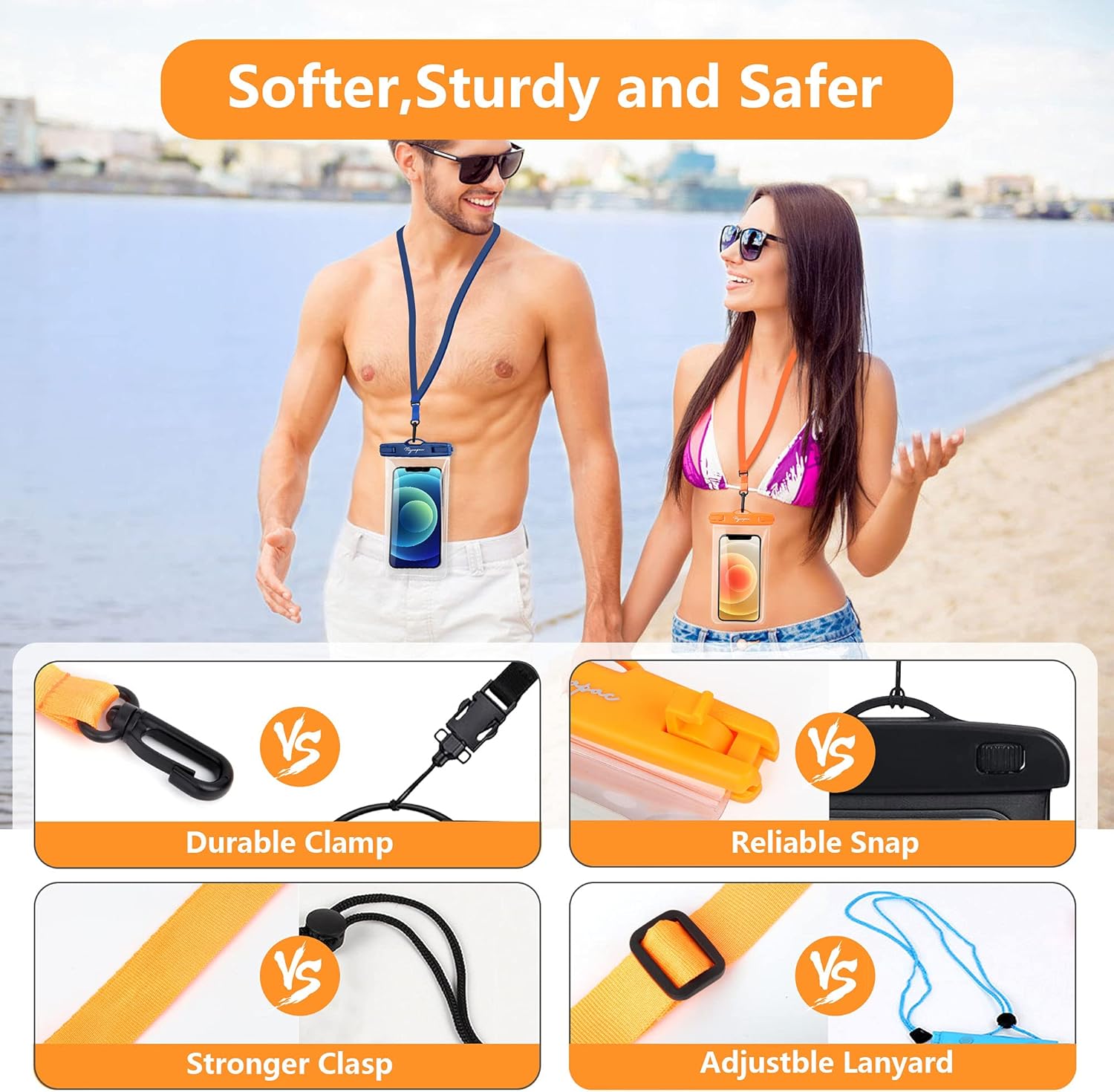 Waterproof Phone Pouch Bag - 7.5in Water Proof Cell Phone Case for Beach Travel, IPX8 Dry Bag with Lanyard for iPhone 16 15 14 Pro Max Galaxy S25+ S24+, Cruise Ship Essentials 2025