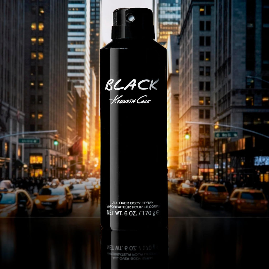 Kenneth Cole Black Body Spray for Men, 6.0 Fl Oz