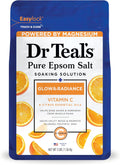 Dr Teal's Pure Epsom Magnesium Salt Soak, Glow & Radiance with Vitamin C & Citrus Essential Oils, 3 lbs