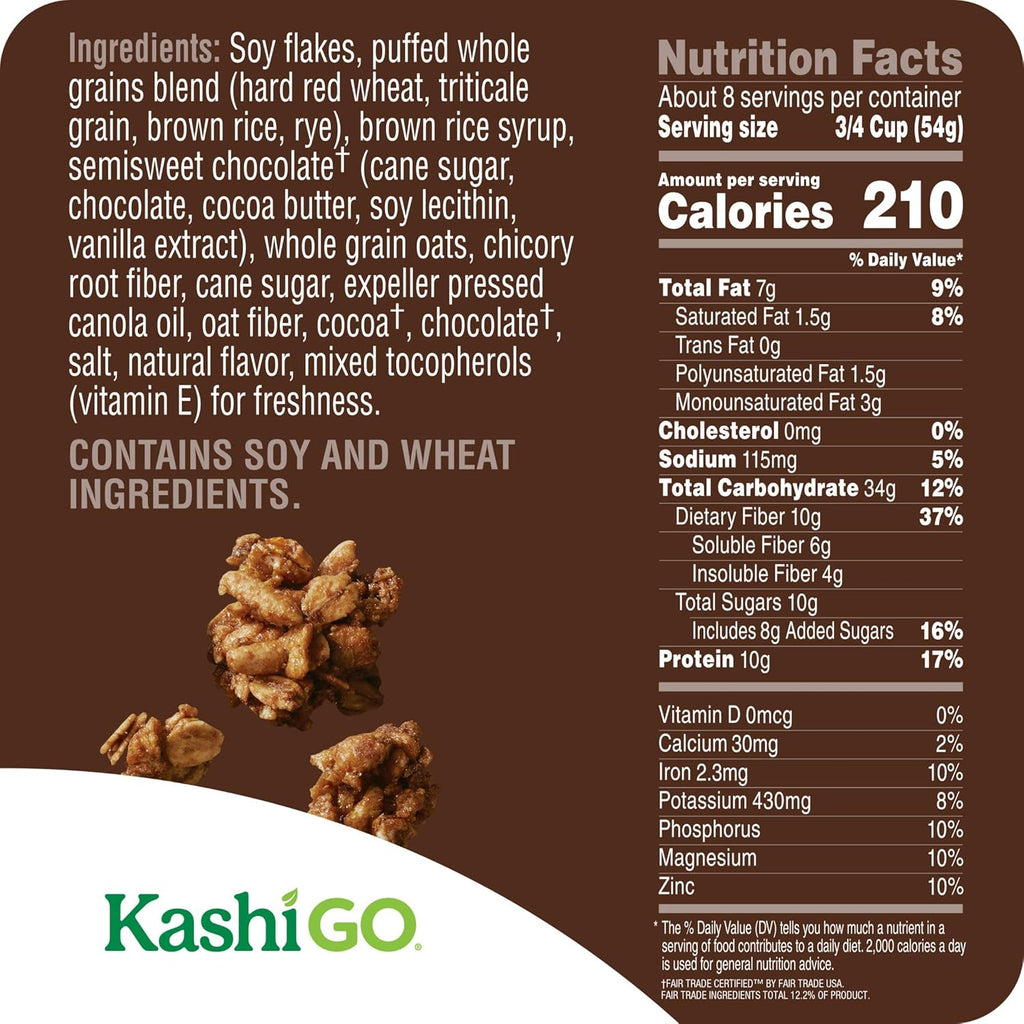 Kashi GO Protein Cereal, 10g Protein, 10g Fiber, Chocolate Crunch, 16oz Box (1 Box)