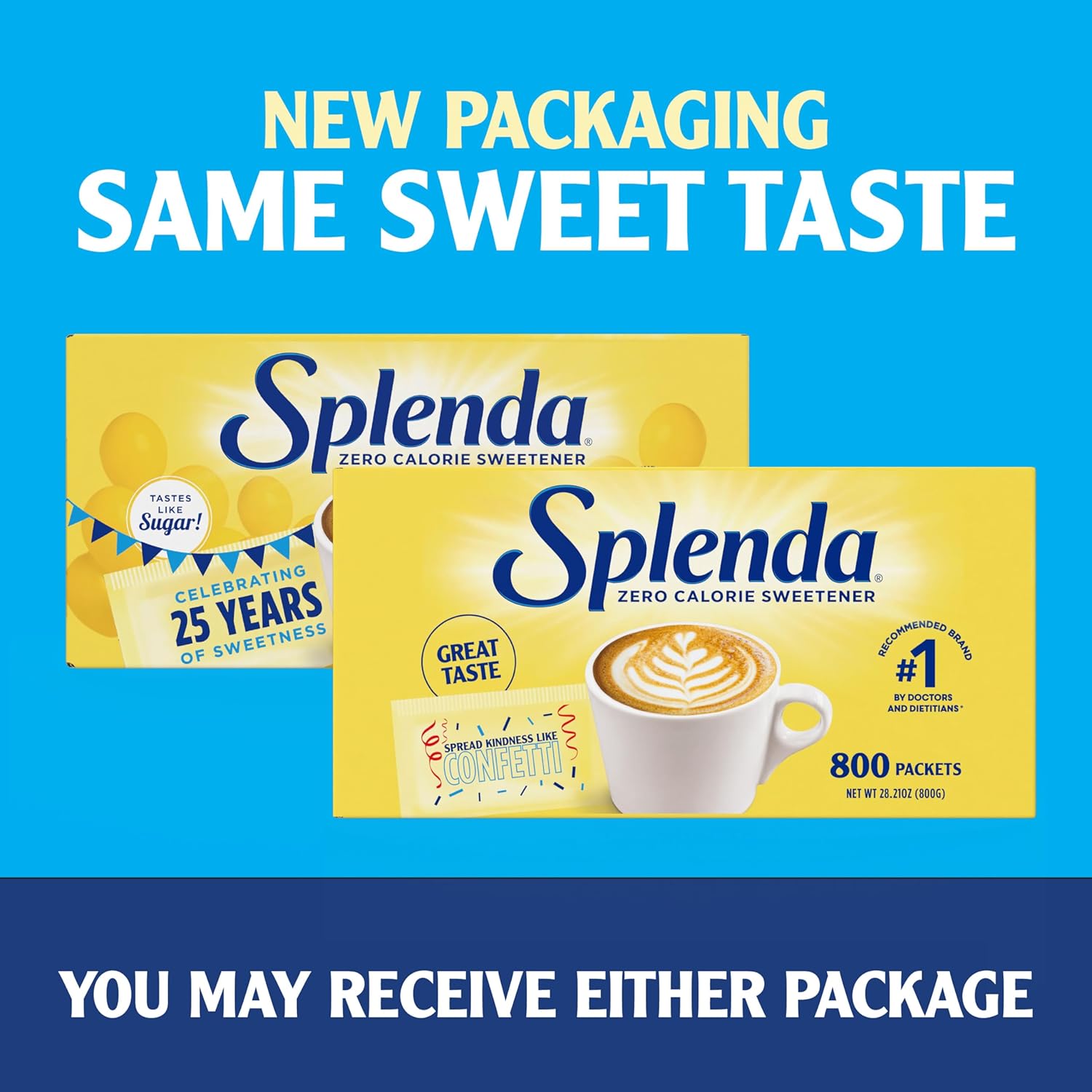 SPLENDA Zero Calorie Sweetener Value Pack, 800 Count Packets