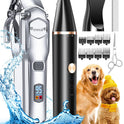 oneisall Dog Grooming Kit for Heavy Thick Hair&Coats/Low Noise Rechargeable Cordless Waterproof Dog Clippers for Grooming Animals&Pets/Pet Shaver with Stainless Steel Blade and Paw Trimmer