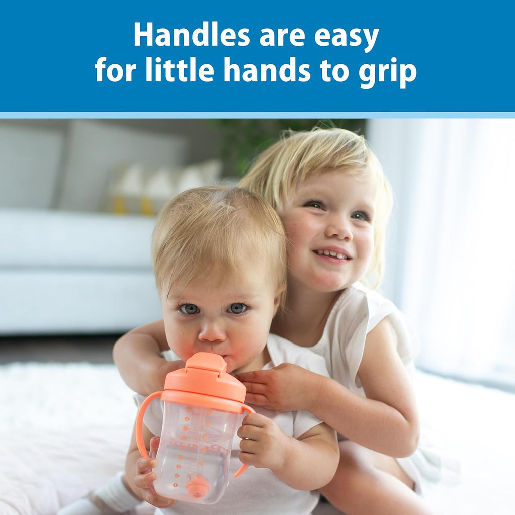 Dr. Brown's Milestones, Baby's First Straw Cup Sippy Cup with Straw, 6m+, 9oz/270ml, Coral, BPA Free