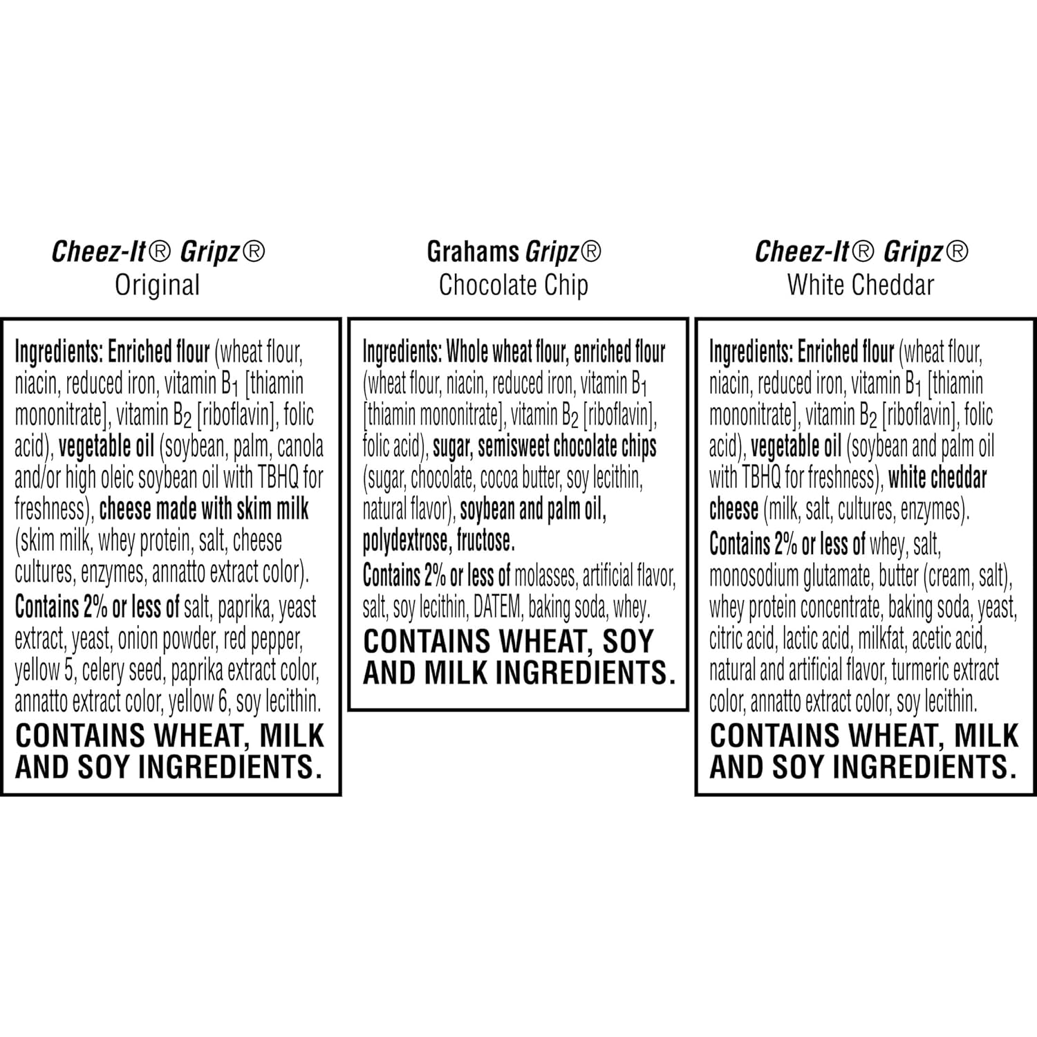 Gripz Mini Baked Snack Crackers, Sweet and Salty Snacks, Variety Pack, 11oz Box (12 Pouches)