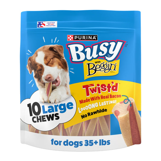 Purina Busy With Beggin' Dog Treats, Twist'd - 10 Count (Pack of 1)