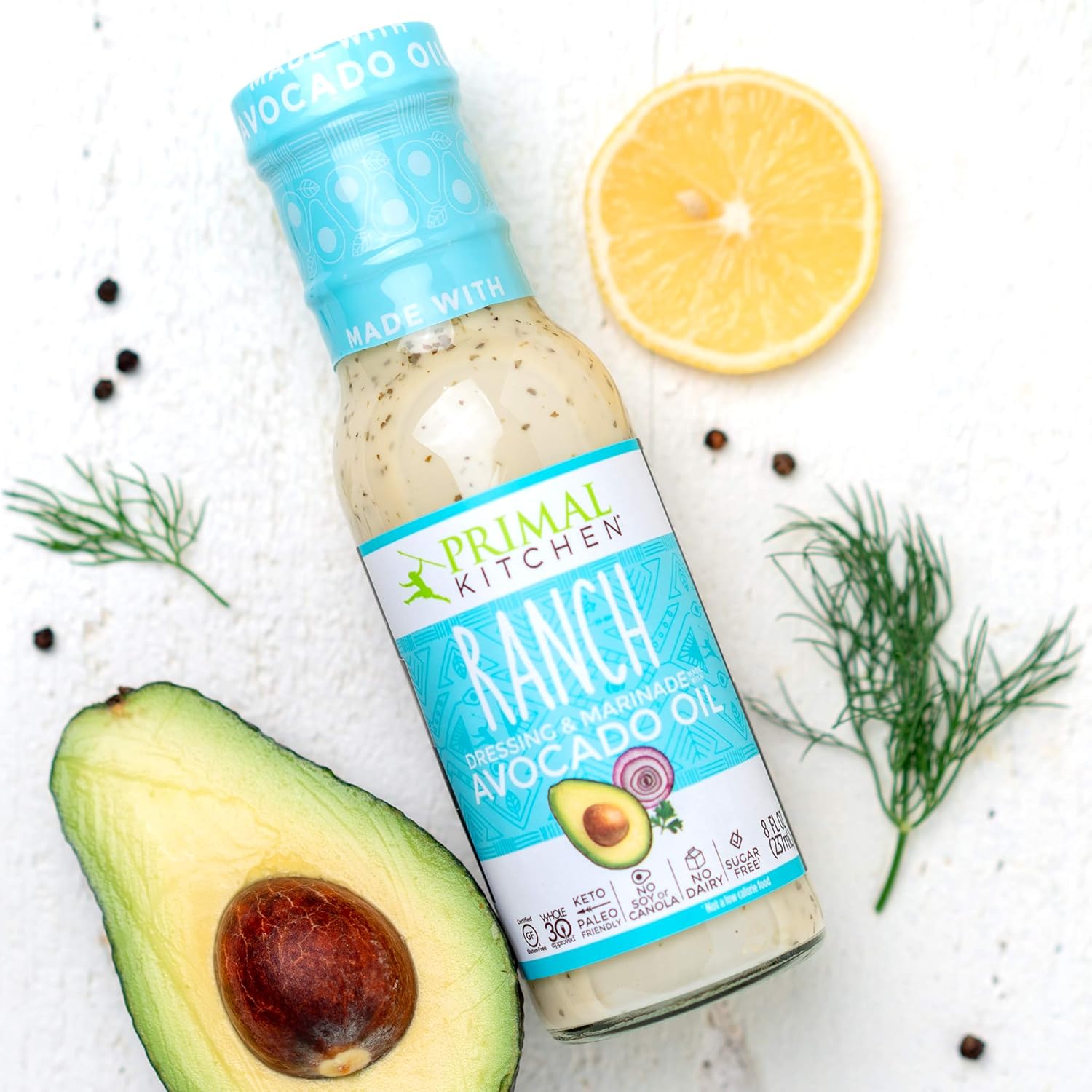 Primal Kitchen Ranch Dressing, Caesar Dressing, and Green Goddess Dressing & Marinade, Made with Avocado Oil, 8 Fluid Ounces, Variety Pack of 3