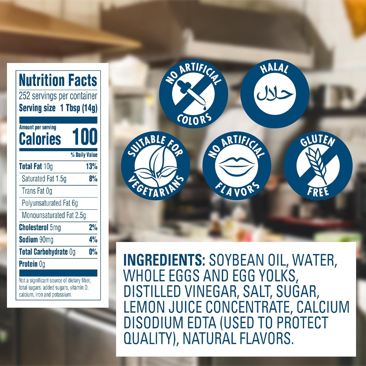 Hellmann's Real Mayonnaise Jar, Condiment for Sandwiches, Salads, Mayo Made with 100% Cage Free Eggs, Gluten Free, Vegetarian, Kosher, 1 Gallon, 128 oz (Pack of 1)