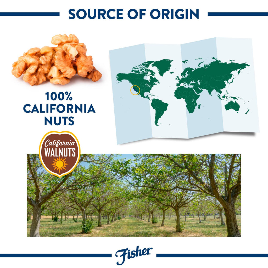 Fisher Chef's Naturals Walnut Halves & Pieces 2 lb, 100% California Unsalted Walnuts for Baking & Cooking, Healthy Snacks for Adults, Resealable Bag, Vegan Protein, Keto Snack, Chopped Nuts, Topping