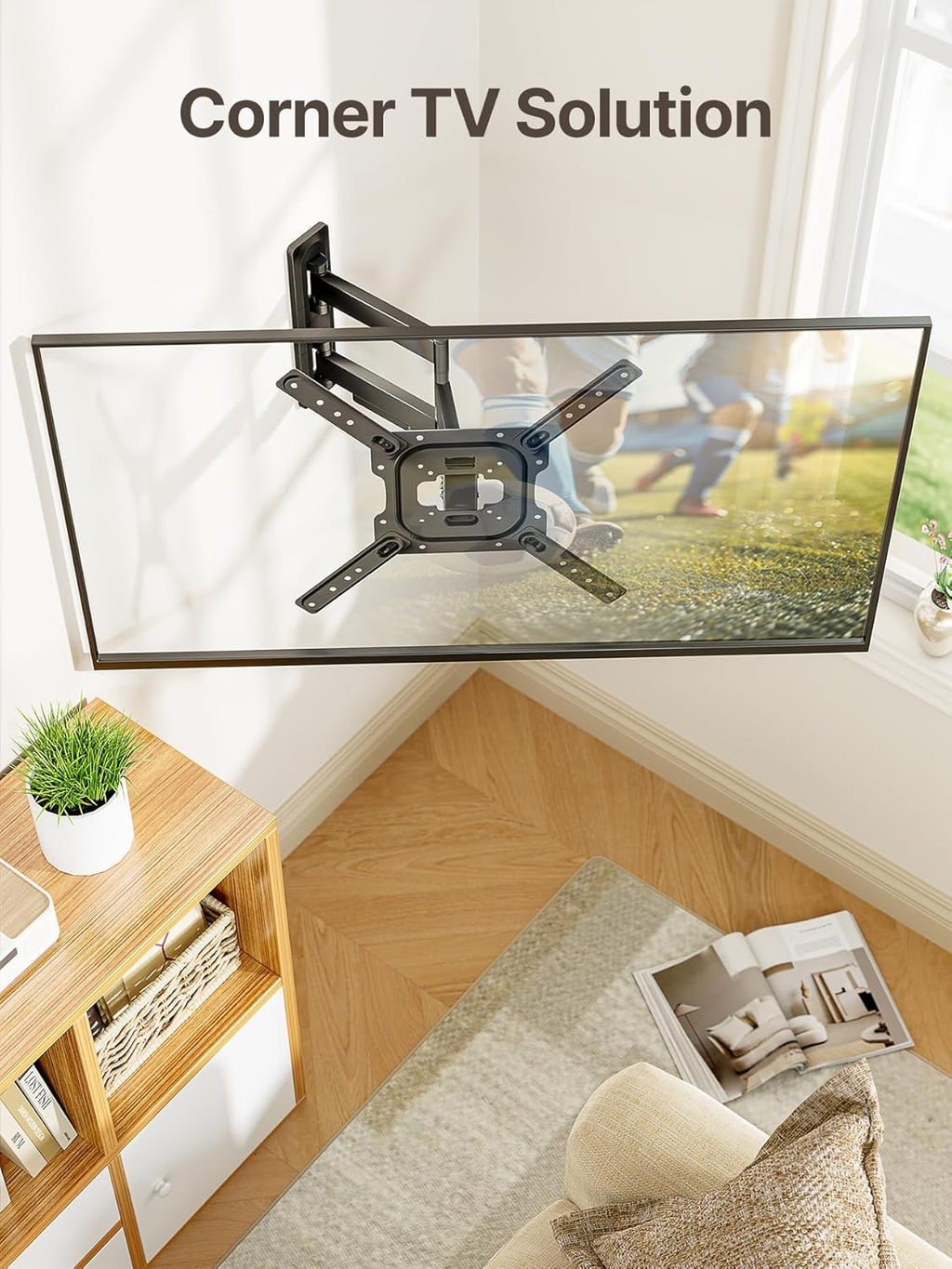 monTEK Full Motion TV Wall Mount for 23–65 Inch Flat & Curved TVs and Monitors, Swivel & Tilt Articulating Bracket, Max VESA 400x400mm, Holds up to 77 lbs, Perfect Center Design
