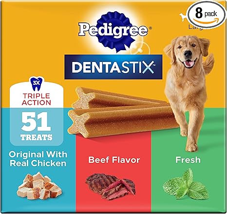 Pedigree Dentastix Large Dog Treats, Original, Beef & Fresh, 2.73 lb. Variety Pack (51 Treats Total)