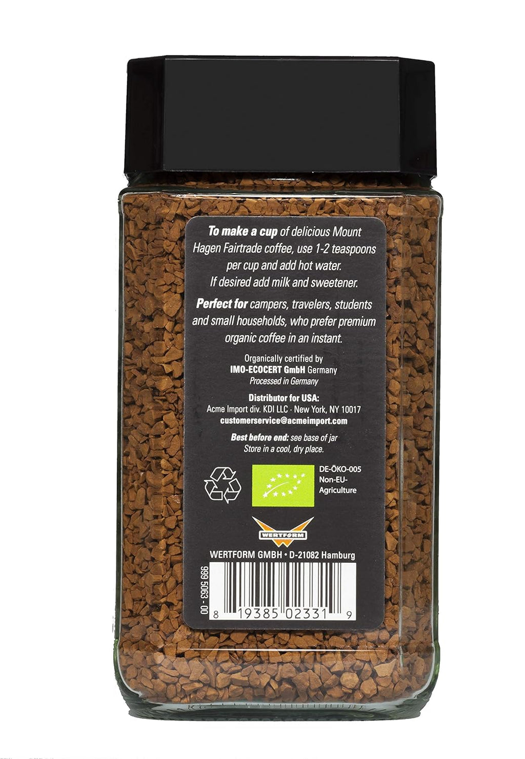 Mount Hagen 3.53oz Organic Freeze Dried Instant Coffee | Eco-friendly, Fair-Trade Coffee Made From Organic Medium Roast Arabica Beans [3.53oz Jar]