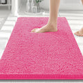 Smiry Luxury Chenille Bathroom Rugs 30x20, Extra Soft and Absorbent Shaggy Bath Mat, Machine Washable, Non-Slip Plush Carpet Runner for Tub, Shower, and Floor, Home Decor Accessories, Hot Pink
