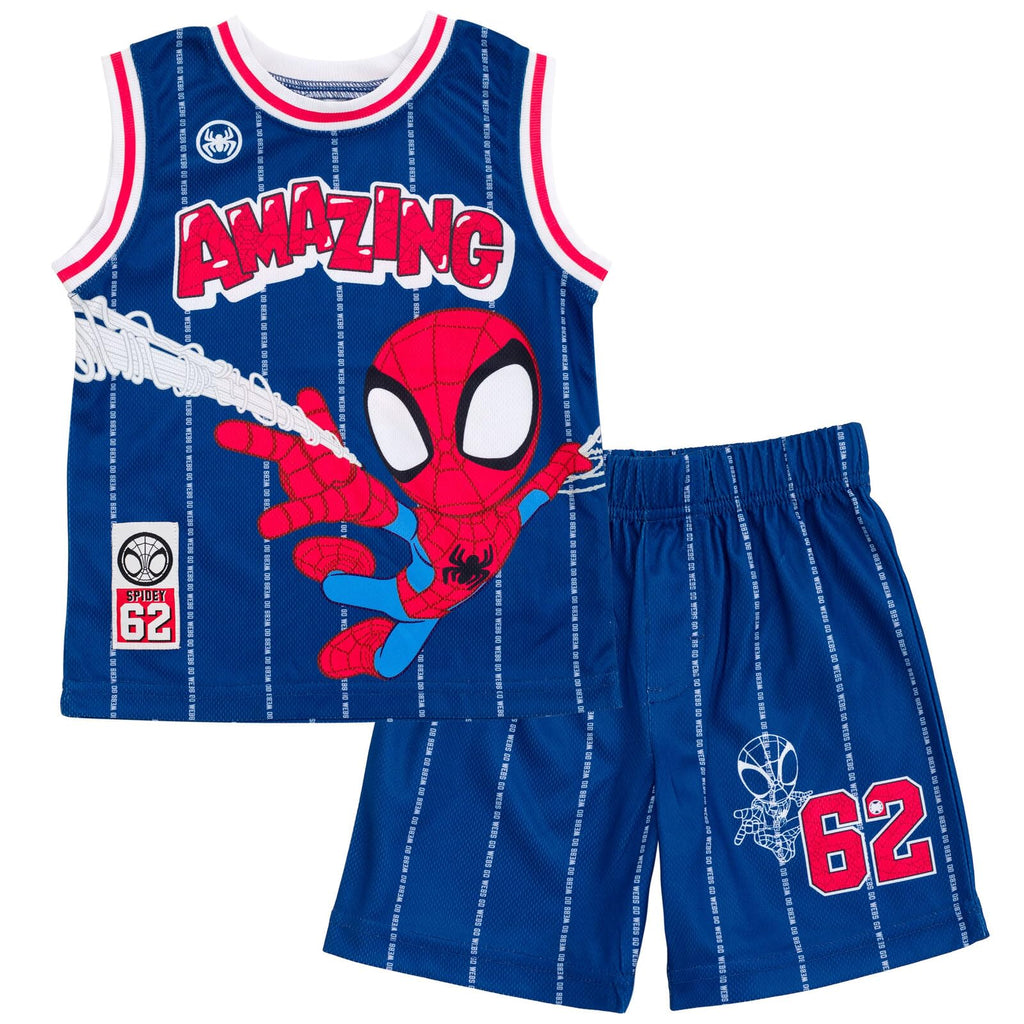 Marvel Boys' Athletic 2-Piece Basketball Jersey and Shorts Set Toddler to Big Kid
