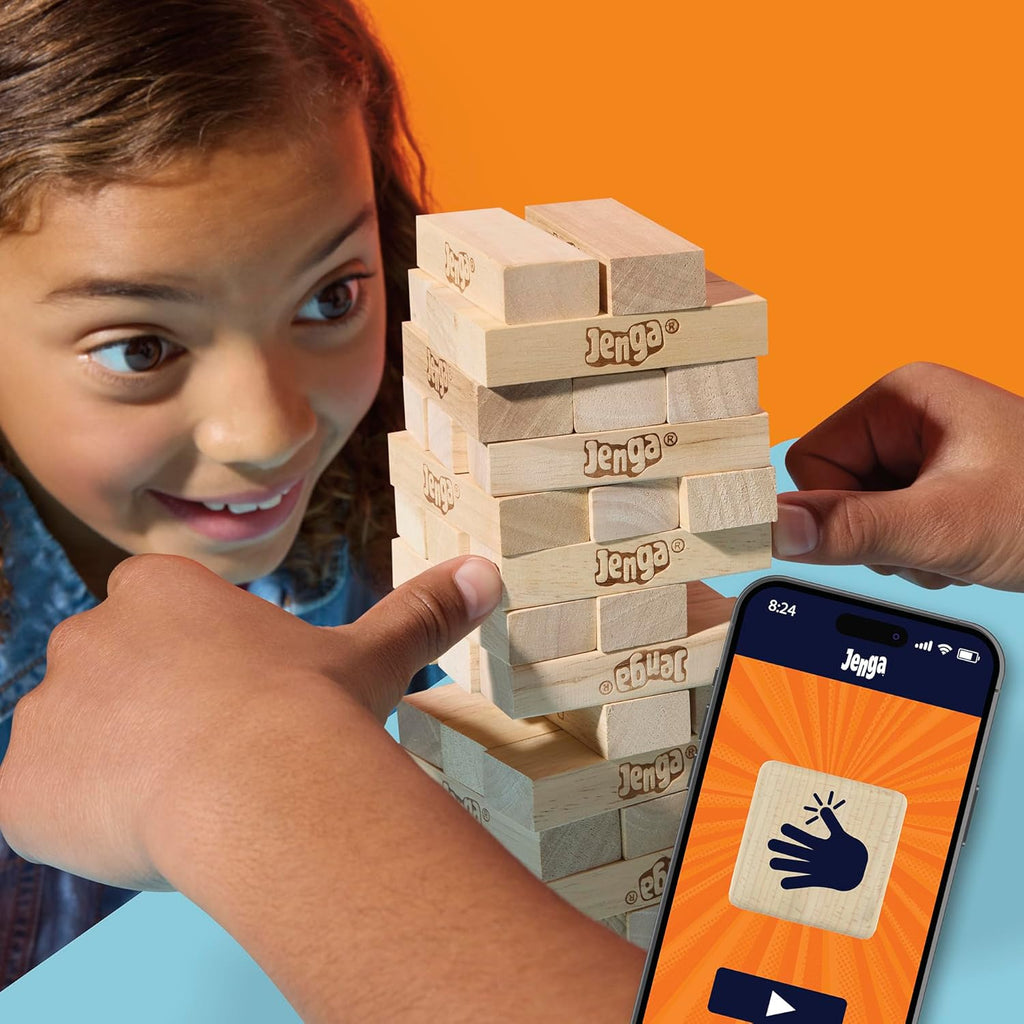 Hasbro Gaming Jenga Game | The Original Wood Block Game with Genuine Hardwood Blocks | Stacking Tower | Ages 6+ | 1 or More Players | Party Games for Kids | Family Games