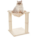 Basics Cat Tower with Hammock Bed and Scratching Post for Indoor Cats, Easy to Assemble, Interactive Hanging Ball, 15.8" x 15.8" x 19.7", Beige