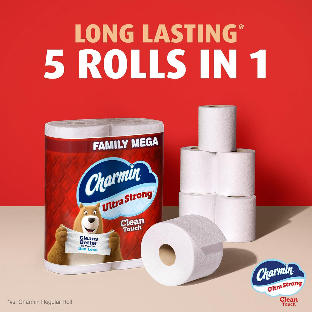 Charmin Ultra Strong Clean Touch Toilet Paper, 24 Family Mega Rolls = 120 Regular Rolls