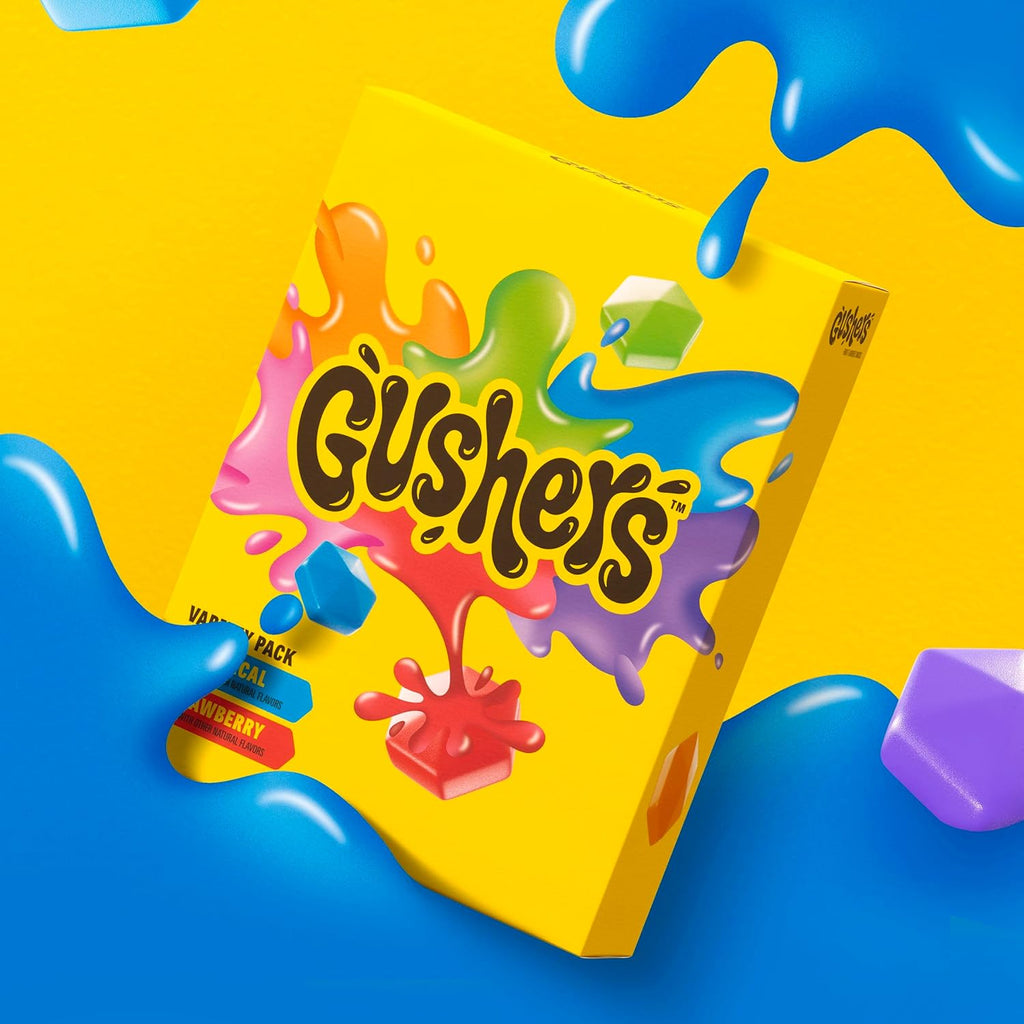 Gushers Fruit Flavored Snacks, Valentine's Day, Tropical and Strawberry, Variety Pack, 20 Ct, 16 oz