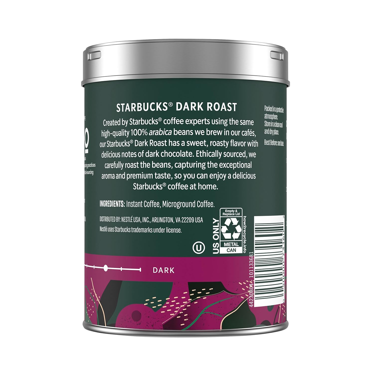 Starbucks Premium Instant Coffee, Dark Roast Coffee, Arabica Beans, Three 3.17 oz Tins