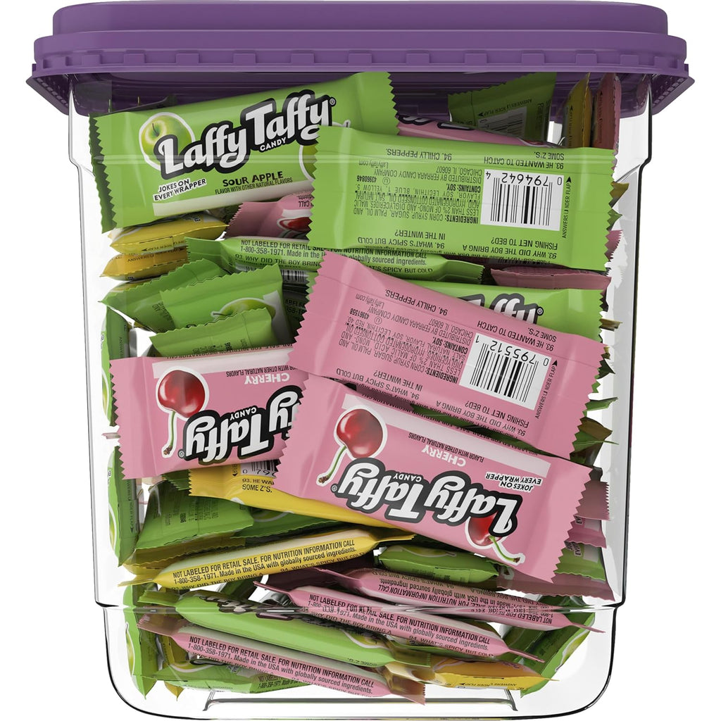 Laffy Taffy Candy, Assorted Fruit Flavored Taffy Candy, Sour Apple, Cherry, Strawberry & Banana Flavors, 49.3 Ounce (145 Pieces)