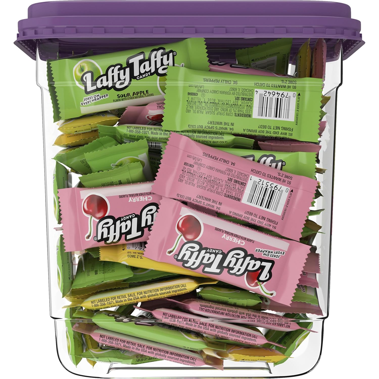 Laffy Taffy Candy, Assorted Fruit Flavored Taffy Candy, Sour Apple, Cherry, Strawberry & Banana Flavors, 49.3 Ounce (145 Pieces)