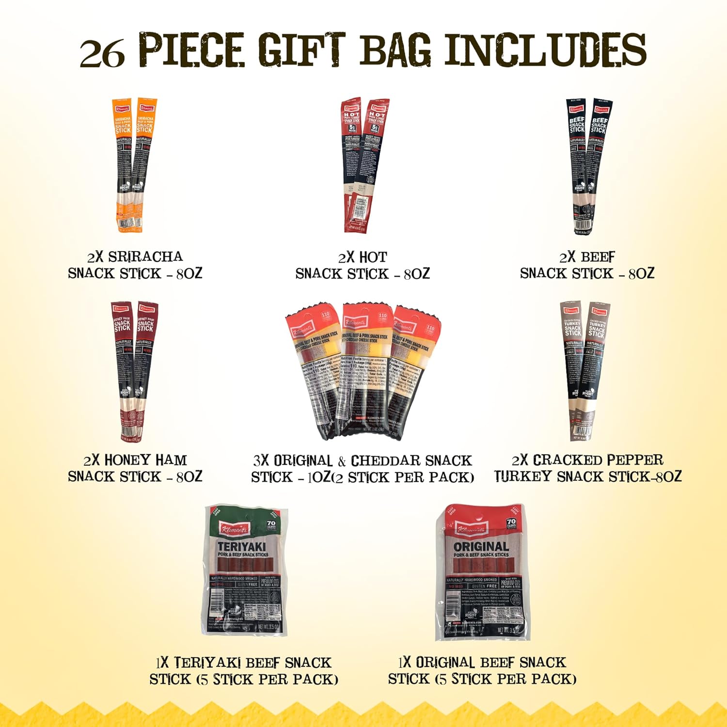 Jerky.com 26pc Meat Sticks Variety Pack | Healthy Snack for Adults | Low Sugar & High Protein | Gluten Free & Keto Meat Sticks | Pork, Turkey, Ham Beef Sticks & Cheese Sticks | Valentines Gifts for Him