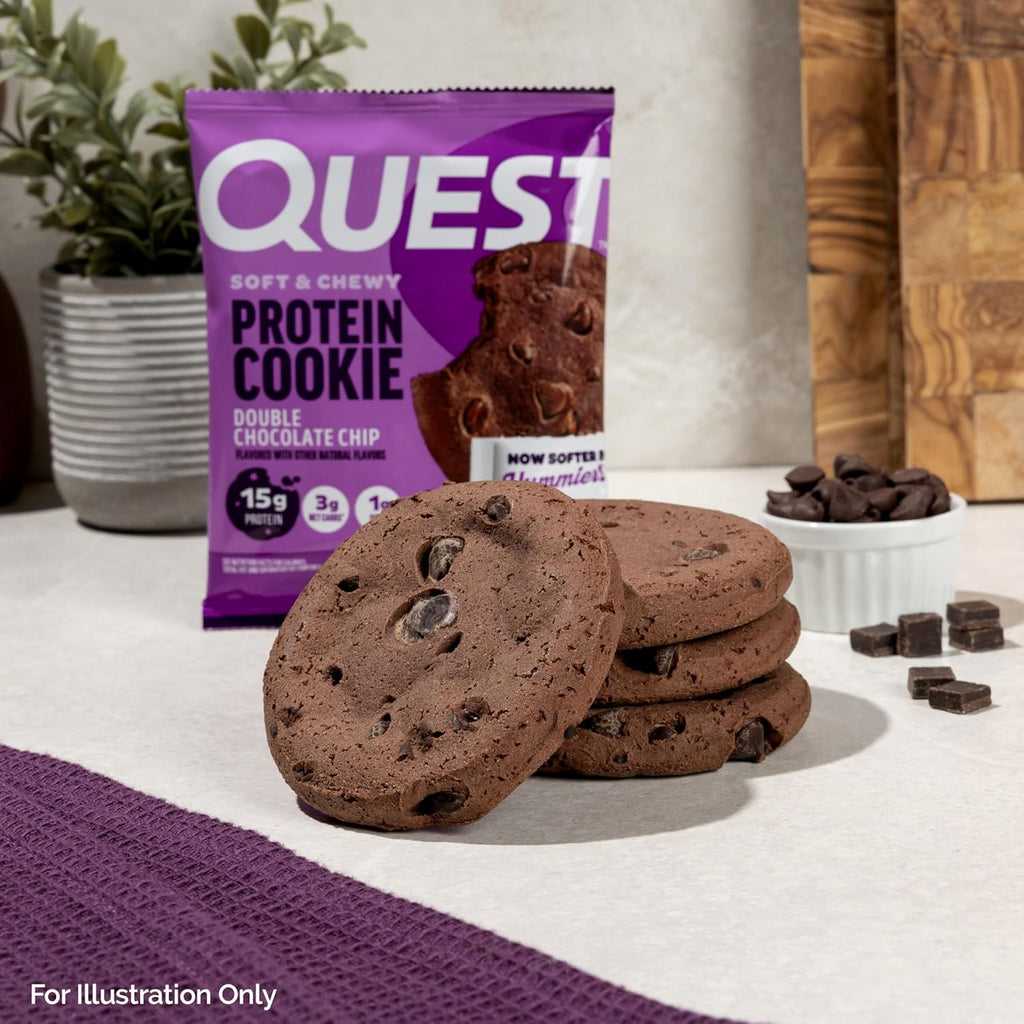 Quest Soft & Chewy Protein Cookie - 15g Protein - Double Chocolate Chip (12 Cookies)