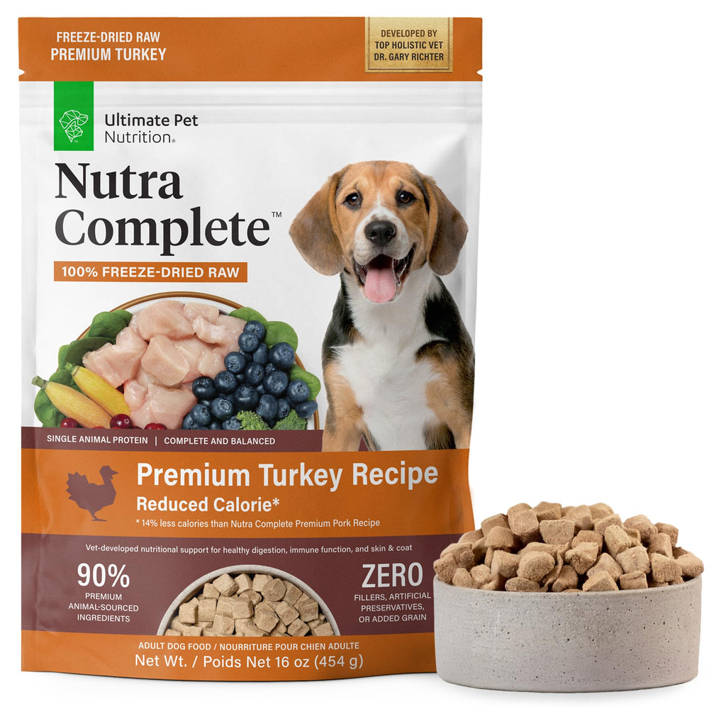 ULTIMATE PET NUTRITION Nutra Complete Reduced Calorie, 100% Freeze Dried Raw Veterinarian-Formulated Premium Adult Dog Food (1 Pound, Turkey)