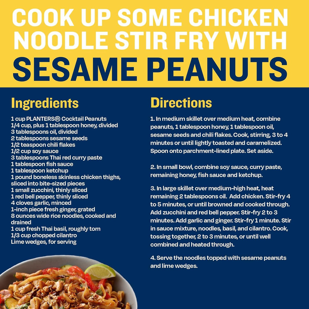 PLANTERS Salted Peanuts Cocktail, Party Snack, Plant-Based Protein, After School Snack, Roasted in Peanut Oil, Salted Nuts, Snacks for Adults, Bulk Nuts, Kosher, 2.19lb Jar