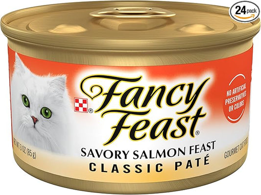 Purina Fancy Feast Salmon Feast Classic Grain Free Wet Cat Food Pate - (Pack of 24) 3 oz. Cans