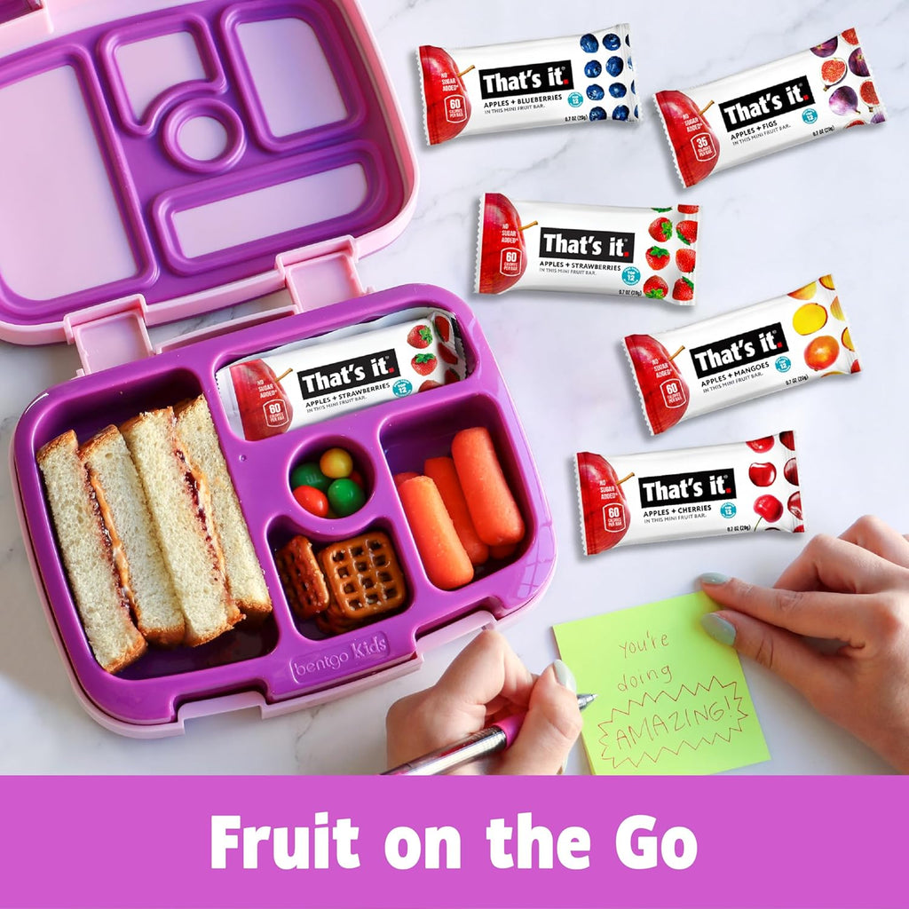 That's it. Mini Fruit Bars (Variety 35 Pack) No Sugar Added, Plant-Based, Vegan & Gluten Free, Breakfast Bar, Paleo, for Children & Adults, Non GMO, Fiber (7 Blueberry, 7 Cherry, 7 Fig, 7 Mango, 7 Strawberry)