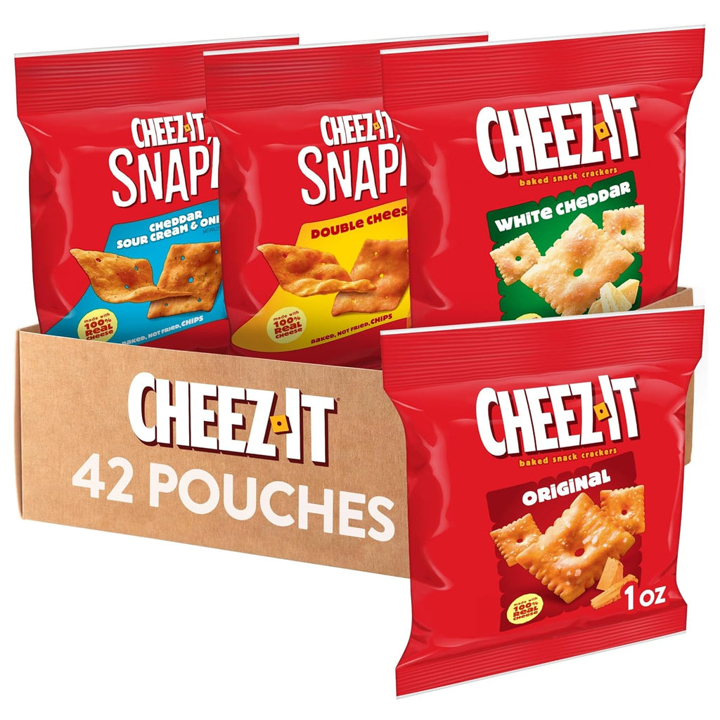 Cheez-It Cheese Crackers, Baked Snack Crackers, Lunch Snacks, Variety Pack (42 Packs)
