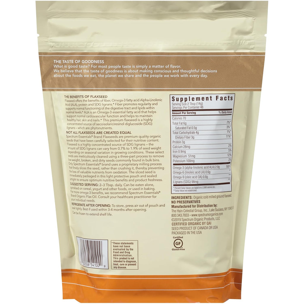 Spectrum Essentials Organic Ground Flaxseed, Gluten Free, 24 Oz