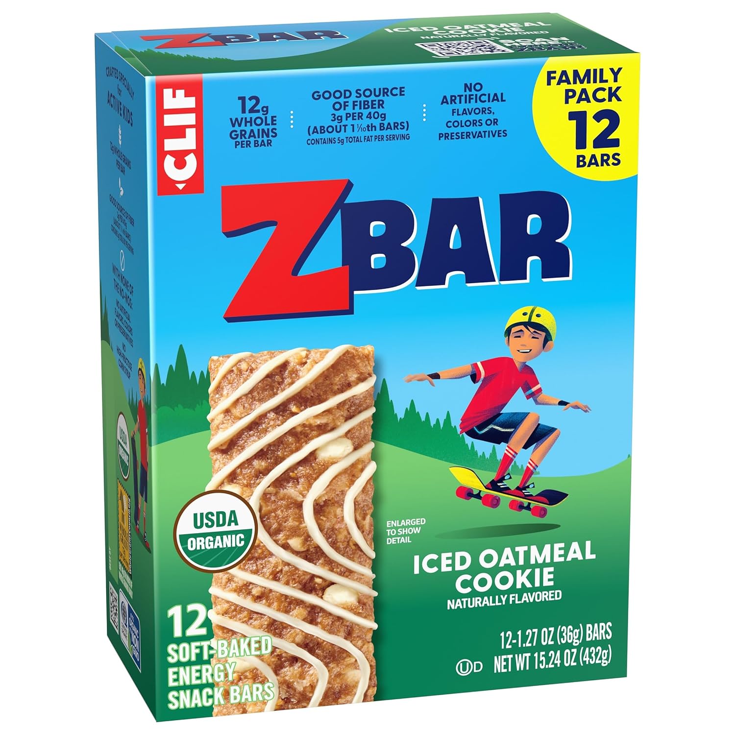 Zbar - Iced Oatmeal Cookie - Soft-Baked Energy Snack Bars - Non-GMO - 12g Whole Grains - USDA Organic Granola Bars (12 Pack)