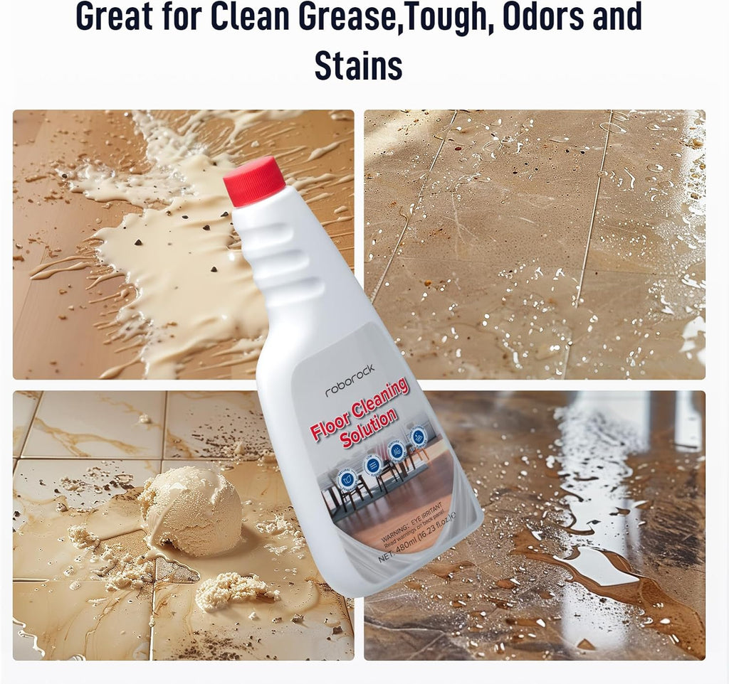 roborock Official Floor Cleaning Solution, Floor Cleaner for Hardwood Tile Hardfloor, Compatible Robot Vacuums with Mopping and Wet Dry Vacuum, 16.2 FL OZ, Dilution Ratio 1:200