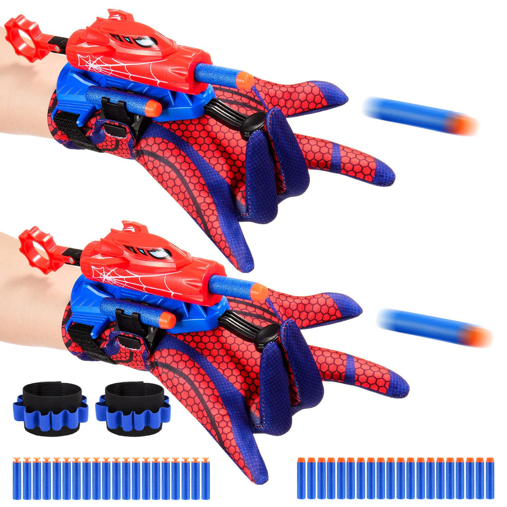 Excitobo 2 Sets Superhero Web Shooters for Kids Age 3-7,Adjustable Wrist Launcher Slinging Toy Set with 40 Darts,Ideal Birthday for Boys & Girls Imaginative Role-Play Costume Accessory