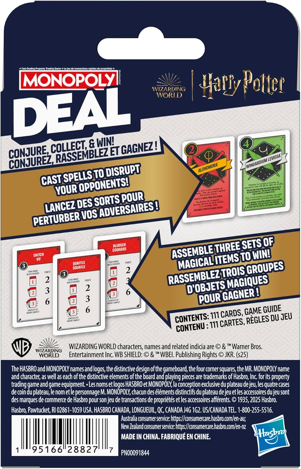 Monopoly Deal: Harry Potter Card Game | Family Games for Kids and Adults | Ages 8 and Up | 2 to 5 Players | 15 mins. | Travel Size | Christmas Stocking Stuffers